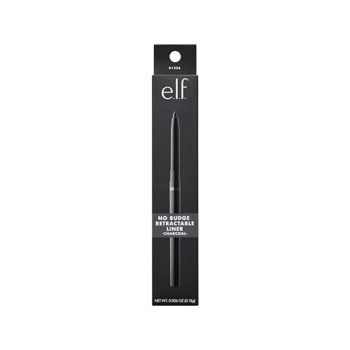 e.l.f. No Budge Retractable Eyeliner, Creamy, Ultra-Pigmented, Long Lasting, Enhances, Defines, Intensifies, Boldens, Grey, All-Day Wear, 0.008 Oz