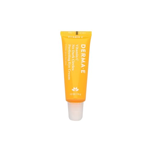 Derma E Vitamin C No Dark Circles Perfecting Eye Cream – Color Correcting Vitamin C Eye Cream with Turmeric and Caffeine for Fine Lines and Under Eye Puffiness, 0.5 Oz