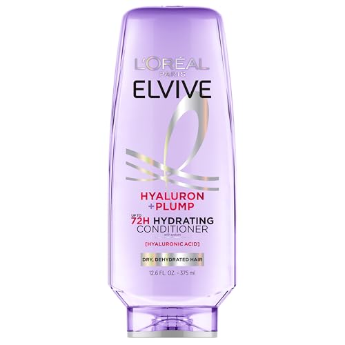 L'OREAL PARIS Elvive Hyaluron Plump Hydrating Conditioner for Dehydrated, Dry Hair Infused with Hyaluronic Acid Care Complex, Paraben-Free, 12.6 Fl Oz