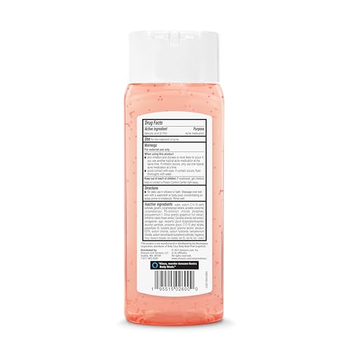 Amazon Basics Clarifying Pink Grapefruit Body Wash, 2% Salicylic Acid Acne Treatment, Dermatologist Tested, 8.5 Fluid Ounces, Pack of 1