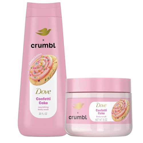 Dove Moisturizing Body Wash & Scrub | Confetti Cake Scent | 20oz Wash + 15oz Scrub | Limited Edition