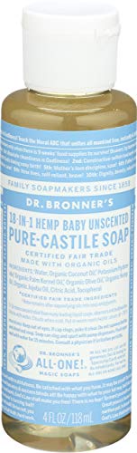 Dr. Bronner's Magic Soaps Pure Castile Soap, 18-In-1 Hemp, Unscented Baby Mild, 4 Fluid Ounces (118 ml)