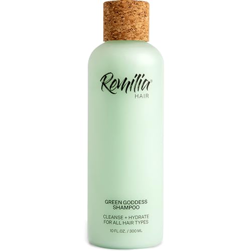 REMILIA Rosemary Oil Shampoo - All Natural Shampoo with Avocado Oil & Green Tea Extract for Damaged, Dry Hair - Green Goddess, 300 ml