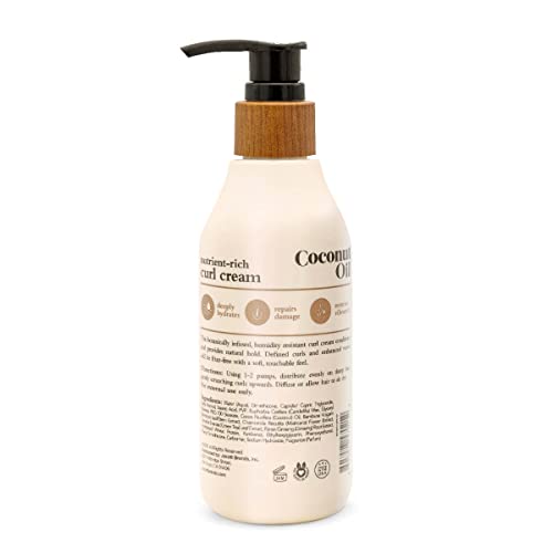 Oliology Coconut Oil Curl Cream - Defines & Enhances Curls & Waves | Botanically Infused | Conditions & Reduces Frizz | Made in USA, Cruelty Free & Paraben Free (8.5oz)