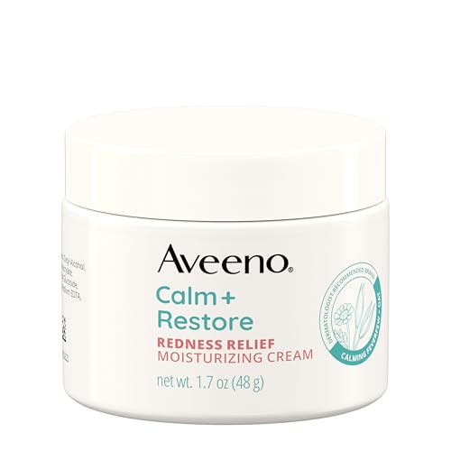 Aveeno Calm + Restore Facial Cream for Redness Relief, Soothing Face Moisturizer for Sensitive Skin, Hypoallergenic Formula, Fragrance-Free, 1.7 OZ