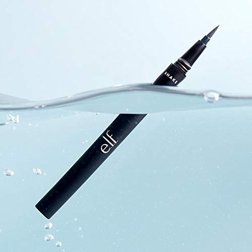 e.l.f., H2O Proof Eyeliner Pen, Long Lasting, Smooth, Bold, Liquid Formula, Enhances, Defines, Creates Thin or Thick Lines, Jet Black, Felt Tip Applicator, 0.02 Fl Oz