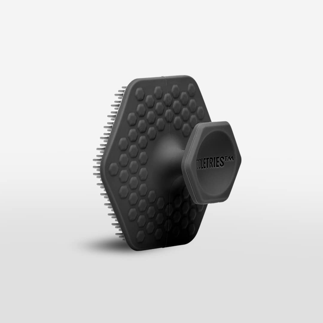 TOOLETRIES Men's Face Scrubber - Premium Silicone Facial Cleansing Brush, Gentle Exfoliator Pad & Soft-Touch Massager - Removes Dead & Dry Skin - Long Lasting Shower Accessories - Charcoal