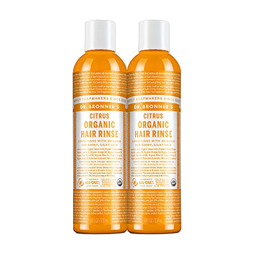 Dr. Bronner's - Organic Hair Rinse (Citrus, 8 Ounce) - Nourishing & Effective, Gentle Conditioning Cleanser for Skin & Hair, No Synthetic Ingredients, Organic Shikakai (2-Pack)