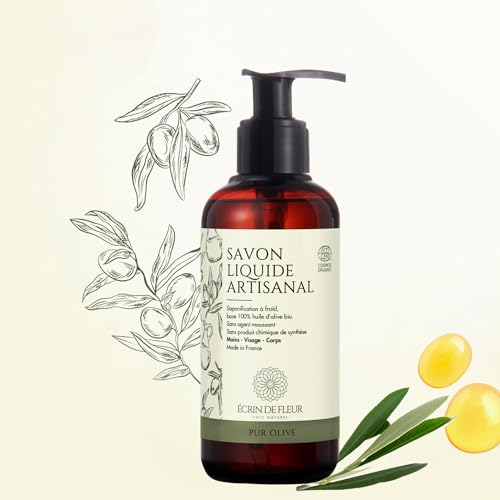 ÉCRIN DE FLEUR - Organic Pure Olive Liquid Soap, Artisan Crafted in South France, Cold Processed, 8.45 fl. oz.