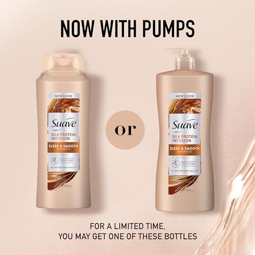 Suave Silk Protein Infusion Shampoo, Sleek and Smooth, for Soft Hair and Frizz Control, 28 oz Pack of 4