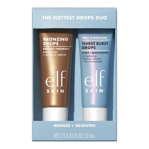 e.l.f. SKIN The Hottest Drops Duo, Holy Hydration! Thirst Burst Drops & Bronzing Drops Skincare Set, For A Dewy, Sun-Kissed Look, Vegan & Cruelty-Free
