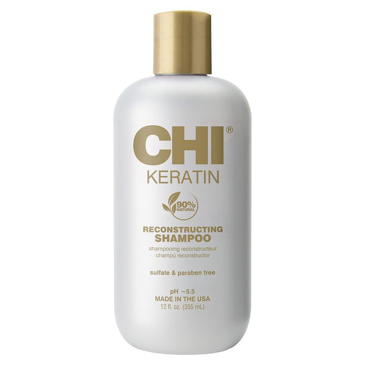 CHI Keratin Reconstructing Shampoo, Delivers Healthier Hair, Adds Shine & Helps Prevent Future Breakage, Sulfate, Paraben, & Cruelty-Free, 12 Oz