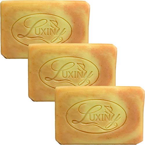 Luxiny Orange Patchouli Handmade Soap Bar for Bath and Body is Palm Oil Free, Moisturizing Natural Vegan Castile Soap with Essential Oil for All Skin Types Including Sensitive Skin (3 Pack)