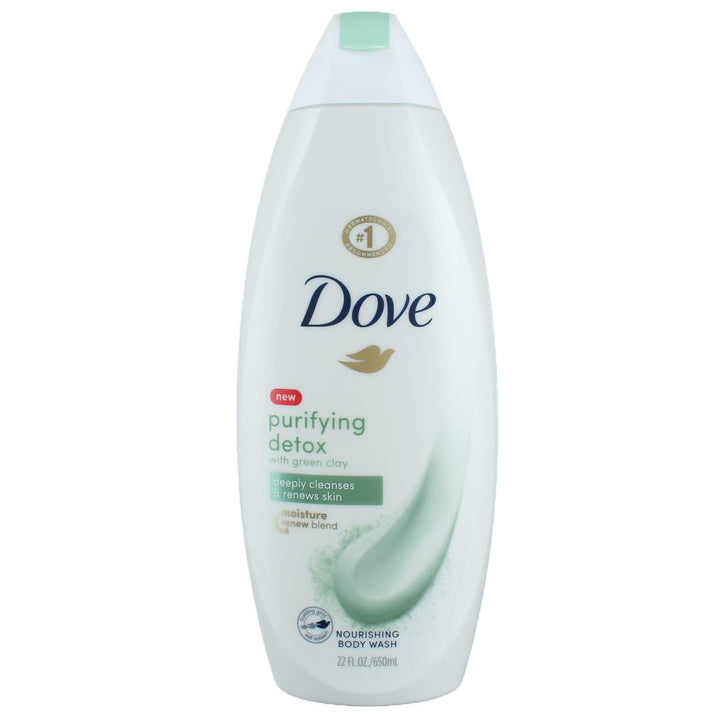 Dove Purifying Detox Body Wash for Dry Skin Green Clay Deeply Cleanse and Renew Skin 22 oz