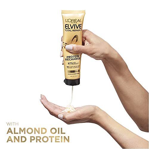 L'Oreal Paris Elvive Total Repair 5 Protein Recharge Leave In Conditioner Treatment, and Heat Protectant, 2 pack, (5.1 Ounce each) (Packaging May Vary)