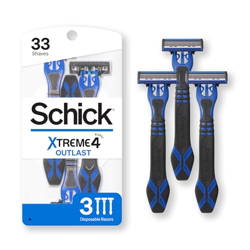 Schick Xtreme 4 Outlast Razor Disposable Razors for Men, 3 Count