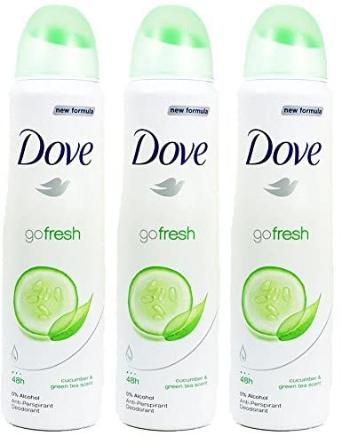 Dove body spray Anti-Perspirant/Anit-Transpirant, pack of 3X250ml/8.5oz, Cucumber & green tea