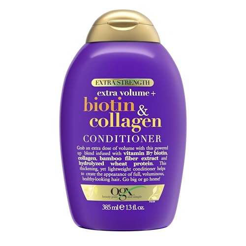 OGX Extra Strength Biotin and Collagen Conditioner, 13 fl oz, Sulfate-Free, Thicker, Fuller Hair