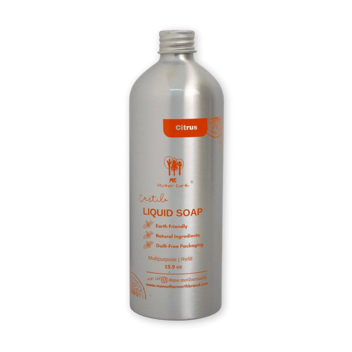 Castile Soap All-in-One Liquid Soap, 15.9 Oz - Natural, Biodegradable & Vegan, Gentle Multi-Purpose Cleaner for Body, Face, Hair, and Home, Ideal for Sensitive Skin, Eco-Friendly Formula in Citrus