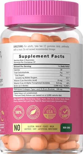 Carlyle Hair Skin and Nails Vitamins | 75 Gummies | with Biotin and Collagen | Gummy Supplement for Women | Strawberry Flavor | Non-GMO, Gluten Free