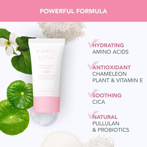 FOREO LUNA 4 mini Set Face Cleansing Brush & Face Massager + Ultra-Nourishing Cleansing Balm, 0.5 fl oz + Micro-Foam Cleanser 2.0, 0.67 fl oz - Face Care - Facial Skin Care Products for All Skin Types