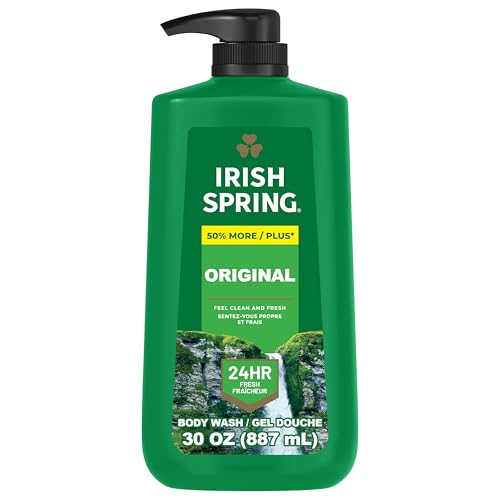 Irish Spring Original Moisturizing Body Wash for Men, 24-Hour Fresh, Face and Body Wash, Biodegradable Ingredients, Paraben Free, Cool Fresh Scent, 30 fl oz Pump Bottle