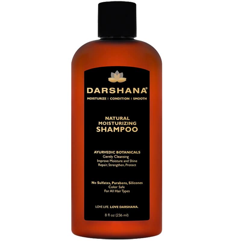 Darshana Natural Moisturizing Shampoo with Ayurvedic Botanicals - Color Safe, No Sulfates, Silicones, Parabens - Improve Moisture and Shine, pH Balanced (8 fl oz.)