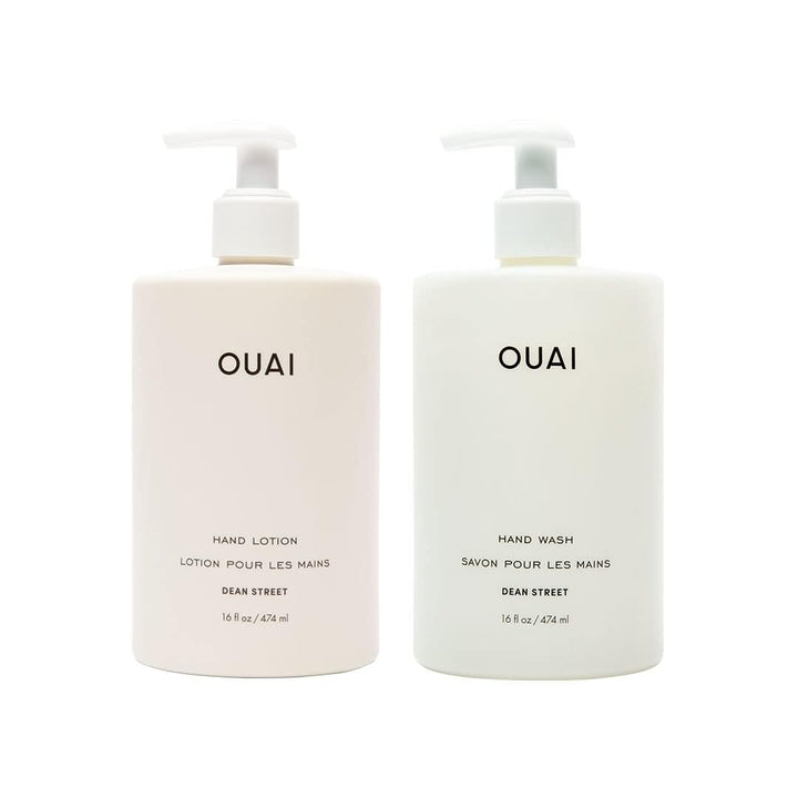 OUAI Hand Wash and Hand Lotion Set, Dean Street Scent - Moisturizes and Exfoliates with Daily Use - Made with Jojoba Esters, Avocado & Rosehip Oils (16 Fl Oz Each)