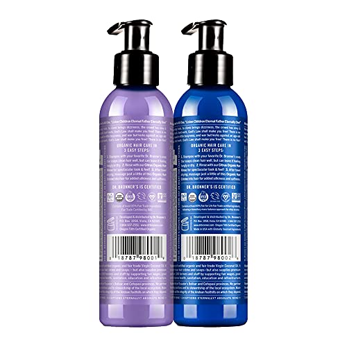 Dr. Bronner's - Organic Hair Crème (6 oz Variety Pack) Lavender Coconut & Peppermint - Leave-In Conditioner and Styling Cream, Made with Organic Oils, Hair Cream Supports Shine and Strength, Nourishes