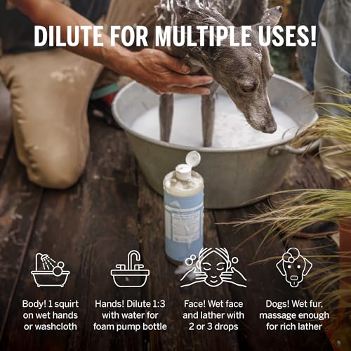 Dr. Bronner's Pure Castile Liquid Soap - Made with Regenerative Organic Certified Oils - 18-in-1 Uses for Face, Body, Hand Gentle on Baby & Sensitive Skin Body Wash Unscented,32oz