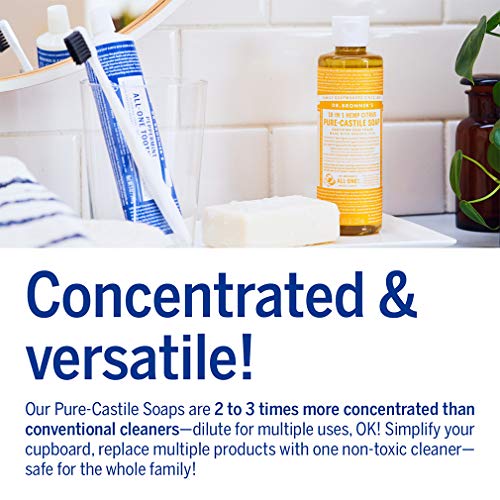 Dr. Bronner's - Pure-Castile Liquid Soap (Citrus, 8 ounce) - Made with Organic Oils, 18-in-1 Uses: Face, Body, Hair, Laundry, Pets and Dishes, Concentrated, Vegan, Non-GMO