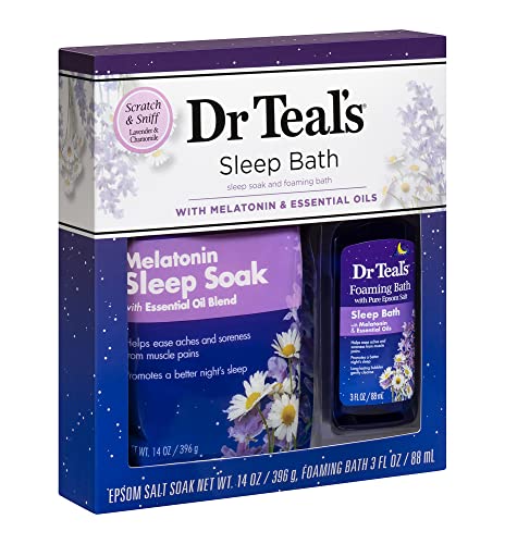 Dr Teal's Melatonin Sleep Soak Epsom Salt Solution and Foaming Bath Gift Set