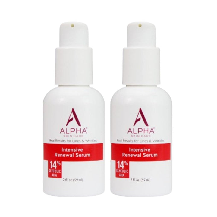 Alpha Skin Care Renewal Serum, 14% Glycolic AHA, Anti-Aging Formula, Reduces Lines & Wrinkles, Alpha Hydroxy Acid Exfoliates & Evens Skin Tones, Rejuvenates & Hydrates, 2 Oz, Pack of 2