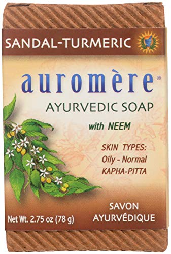 Auromere Ayurvedic Bar Soap, Sandal Turmeric - Eco Friendly, Handmade, Vegan, Cruelty Free, Natural, Non GMO (2.75 oz), 1 pack