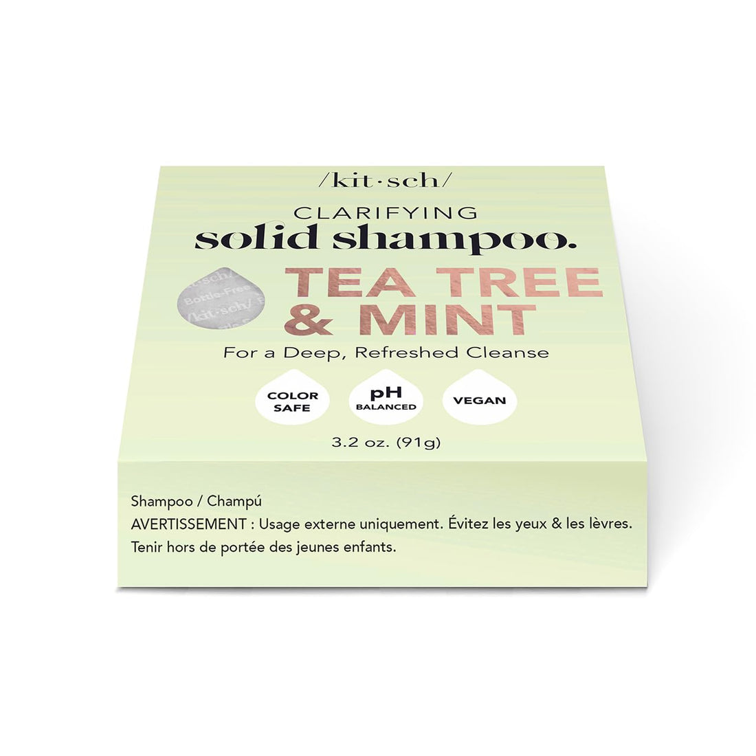 Kitsch Tea Tree & Mint Anti-Dandruff Shampoo Bar - Vegan, Natural, Paraben & Sulfate Free | For Itchy Scalp & All Hair Types | Made in US, 3.2oz