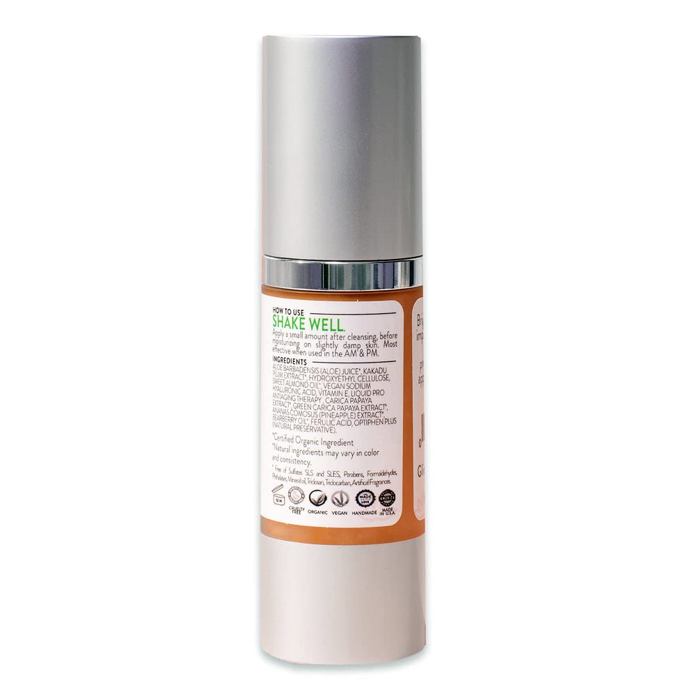 Glimmer Goddess Organic Vitamin C Face Serum with Kakadu Plum & Hyaluronic Acid – Hydrating & Revitalizing, 1 oz