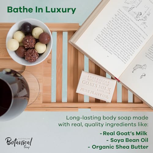 Australian Botanical Goats Milk Soap with Soya Bean 6.6 OZ Luxury Soap Bars Enriched Shea Butter, Luxury Face, Hand and Body Bars Suitable for All Skin Types, Pack of 4
