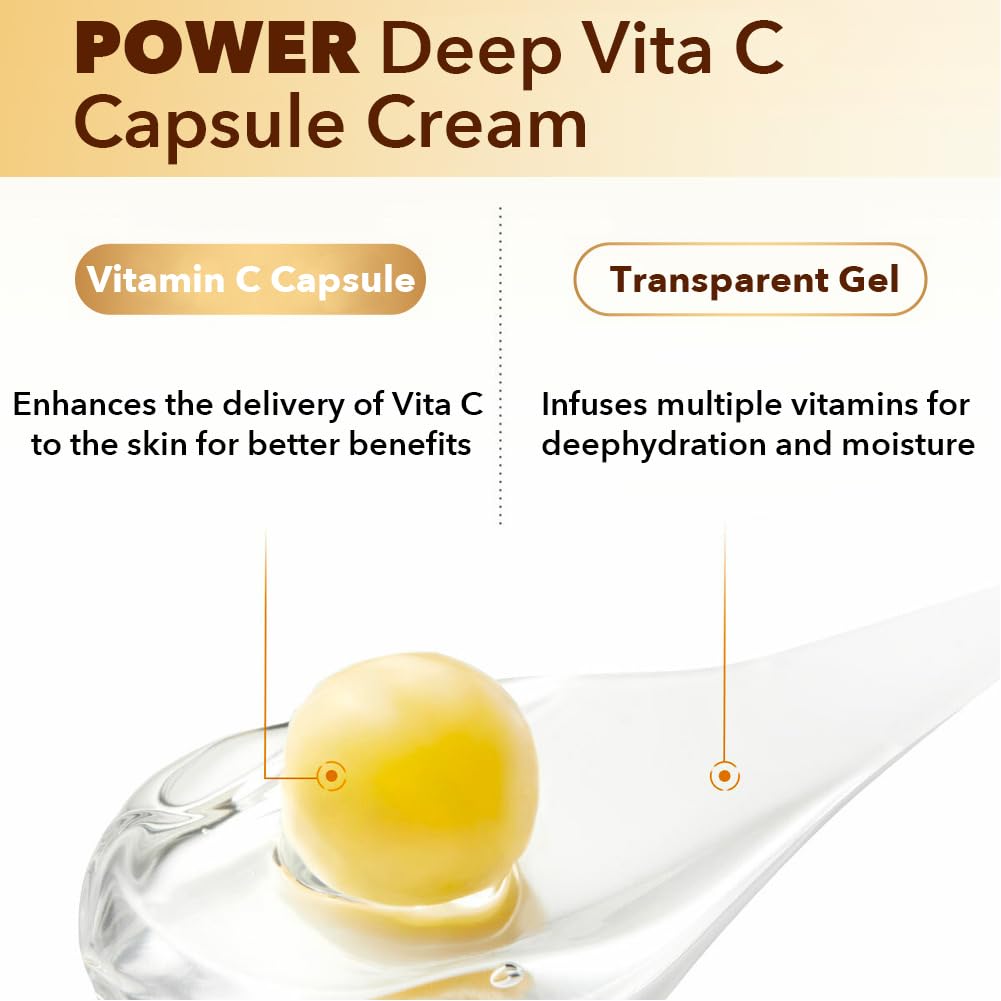 NAILKISS Deep Vitamin C Golden Capsule Face Moisturizer - Liposome Capsules For Wrinkles, Skin Radiance - Transparent Gel with Collagen & Niacinamide for Firming, Repairing, Hydrating Skin Care