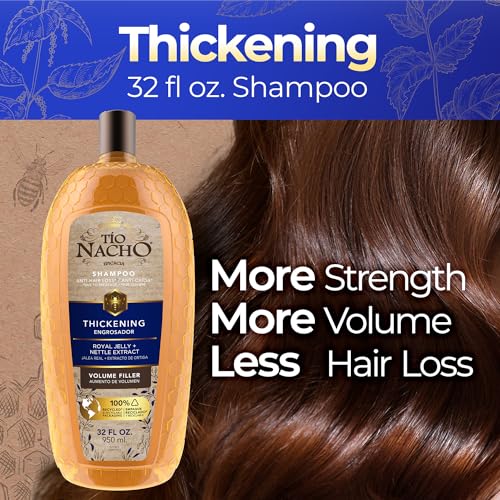 Tio Nacho Thickening Shampoo, Volumizing, Anti Hair Loss & Anti Breakage with Royal Jelly, Nettle & Ginseng, Paraben & Cruelty Free, 32 Fl Oz