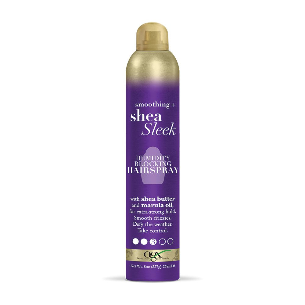 OGX Smoothing + Shea Sleek Humidity Blocking Hairspray, 8 Ounce, Purple