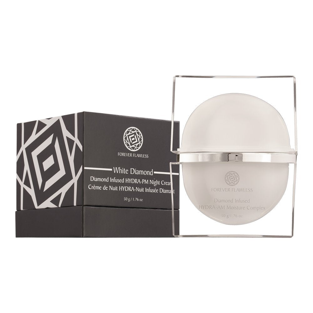 Forever Flawless HYDRA-PM Night Cream - Infused with Vitamins and 100% Natural Diamond Powder - Anti-Aging Anti-Wrinkle Face Cream for Men and Women - White Diamond Collection FF15, (1.76 oz)