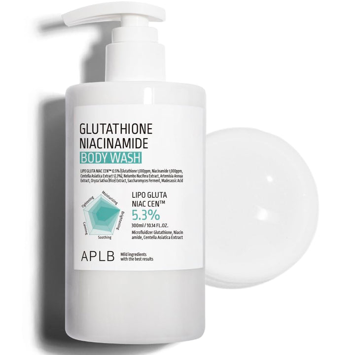 APLB Glutathione Niacinamide Body Wash | LIPO GLUTA NIAC CEN™ 5.3% 10.14 FL.OZ/Korean Skincare, Gentle Ingredients for The Safety of Your Skin, Long Lasting deep Moisture for Soft Skin