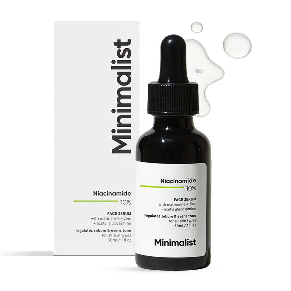 Minimalist 10% Niacinamide Face Serum for Acne Control & Oil Balancing with Zinc | Pore Minimizer for Face | Clears Acne Marks & Blemishes for Even Skin Tone | For Women & Men | 1 Fl Oz / 30 ml