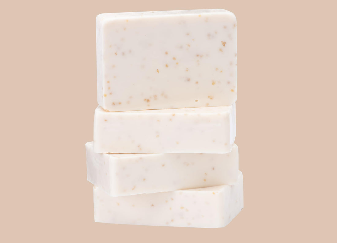 Hydrating Oatmeal Soap for Itchy Skin & Dry Skin- Unscented - 4-Bar Pack with Goat Milk & Raw Honey - Organic Ingredients