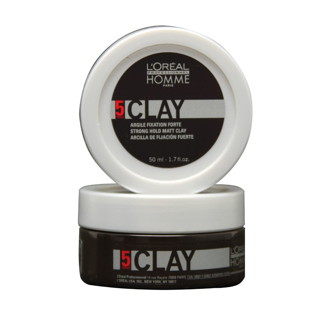 L'Oréal Professionnel Men’s Styling Clay - For All Hair Types, Provides Strong Hold and Matte Finish