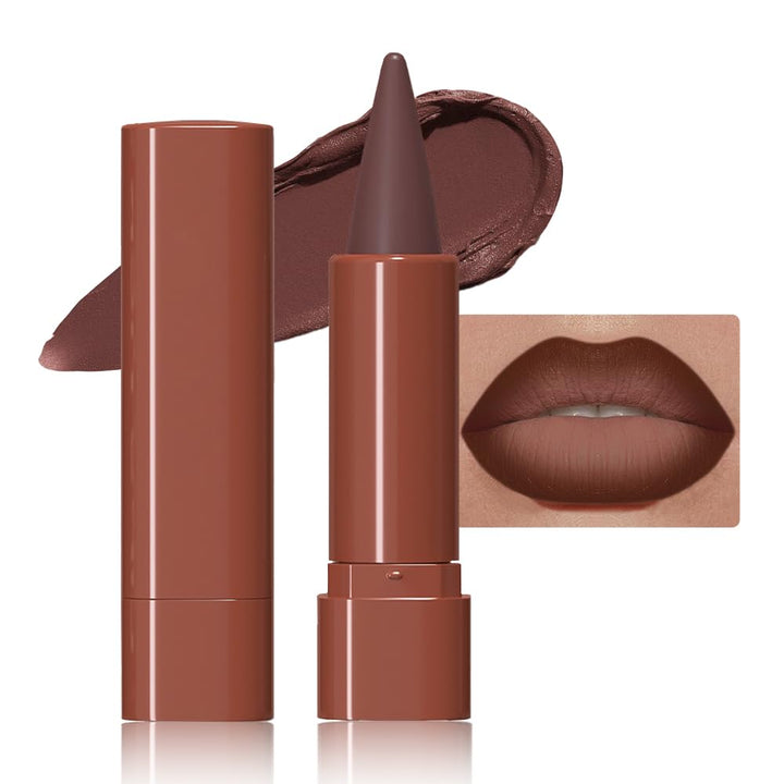 JUAAZIN Maroon Gradient Matte Lipstick Crayon Lip Liner pencil, Flawless Contour Gradual Ombre Effect lip Pencil, for Women Long Lasting Waterproof Smudge Proof Lipstick Pencil 05#