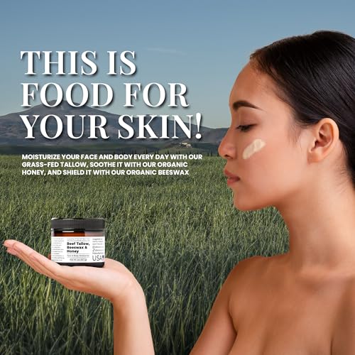 Santa Cruz Paleo Beef Tallow for Skin, Grass Finished & Grass Fed Beef Tallow and Honey Balm Body & Face Moisturizer, Organic Beeswax and Organic Honey, Light Scent, Moisturizing Natural Formula, 2 Oz