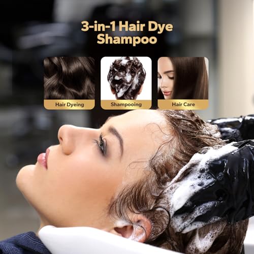 HyperHair Dark Brown Hair Dye Shampoo, Shampoo for Color Treated Hair, Hair Dye Shampoo 3 In 1, Hair Dye, Shampoo for Gray Hair for Women & Men, Long Lasting & Coverage