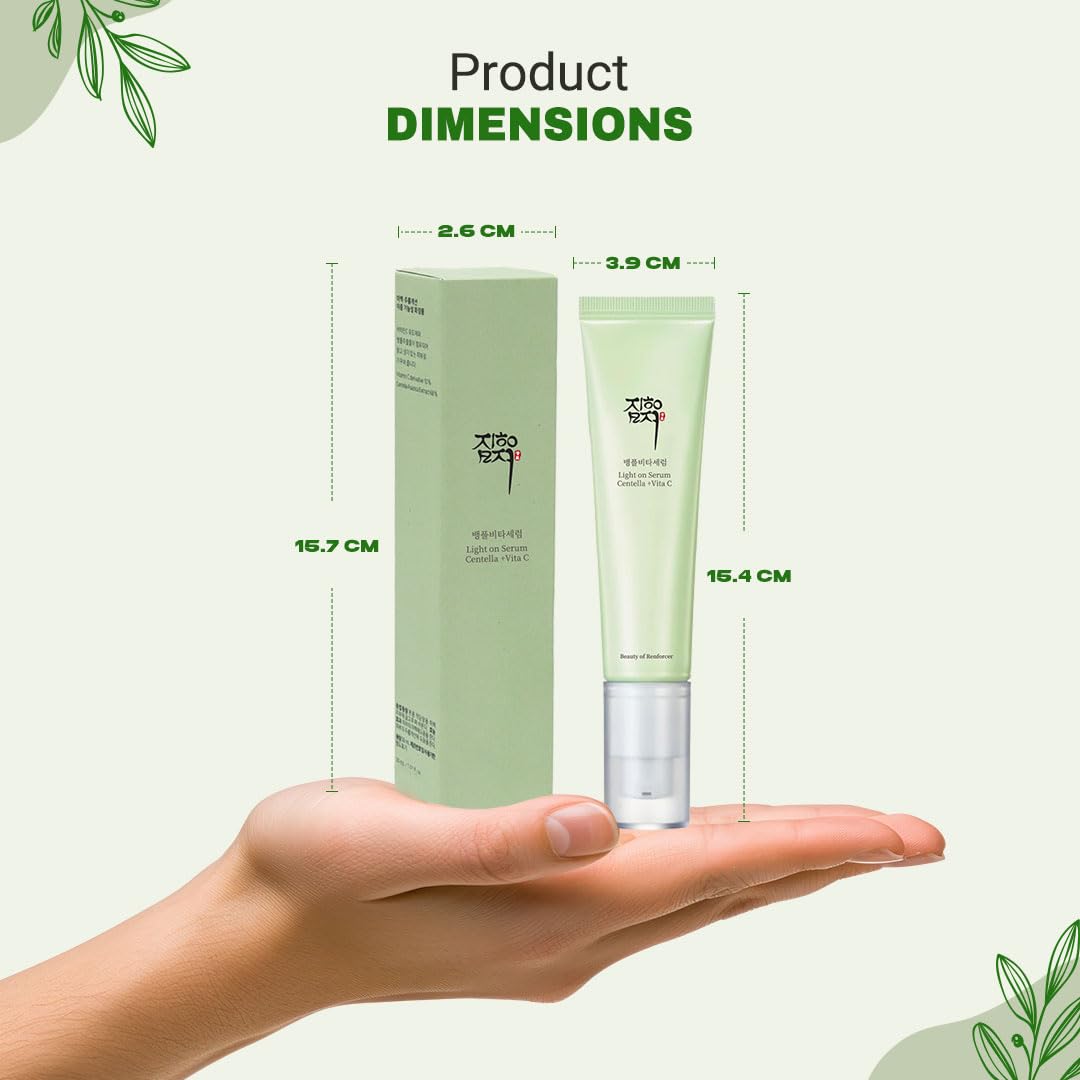 Beauty of Renforcer Light On Serum Centella Vitamin C Serum - Dark Spot Corrector for Fine Lines, Pigmentation, and Hydration – Korean Skin Care Moisturizer for Men and Women, 30ml (1 fl. oz)