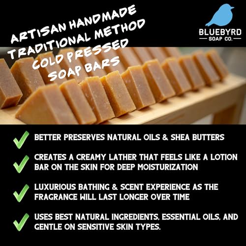 Bluebyrd Soap Co. Frankincense & Myrrh Soap Bars 5oz | 100% All Natural Soap - Scented with Pure Essential Oils | Vegan Moisturizing Coconut Oil Soap Bars For Body, Face, & Bath (Frankincense)